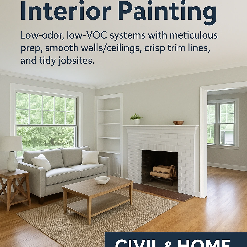 Fresh, bright interior repaint in Asheville by Civil & Home Solutions