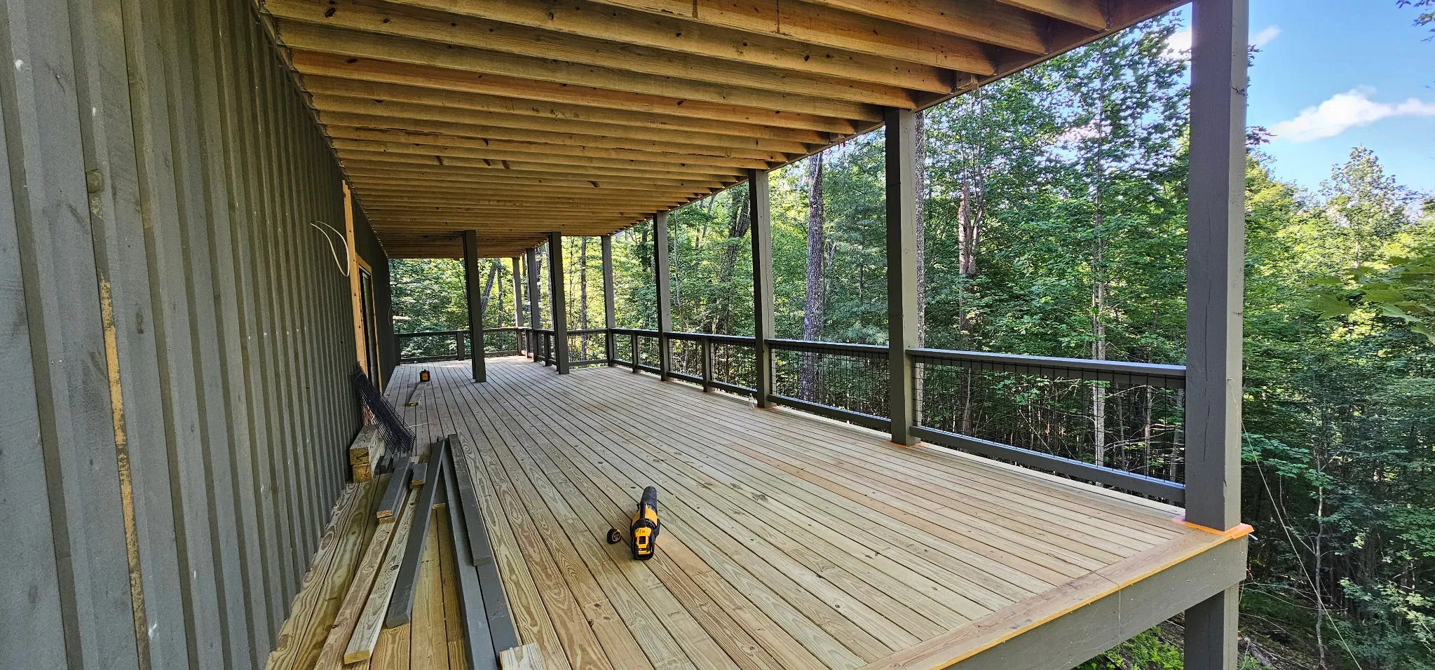 Freshly built deck with clean railings